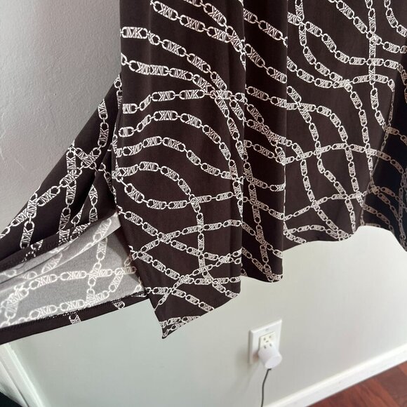 Michael Michael Kors Plus Size 3X Chain-Print Cold-Shoulder Top - Chocolate - Picture 4 of 12